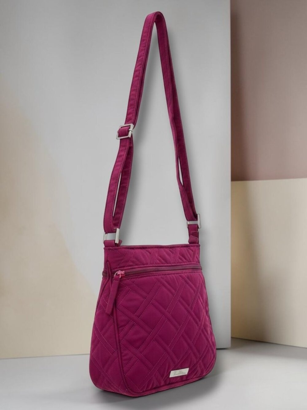Vera‎ Bradley Fuchsia Pink On The Go Quilted Crossbody Bag